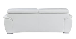 Homeroots 86" White Leather Sofa With Silver Legs White  329523