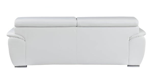 Homeroots 86" White Leather Sofa With Silver Legs White  329523
