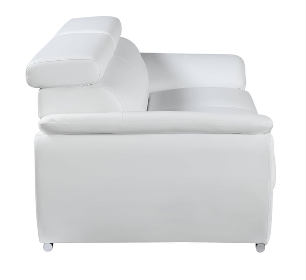 Homeroots 86" White Leather Sofa With Silver Legs White  329523