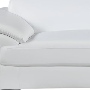 HomeRoots 86" White Leather Sofa – Contemporary Comfort with Silver Legs, Perfect for Modern Living Spaces! 329523