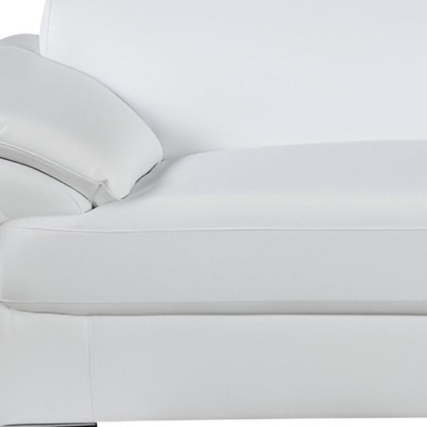 HomeRoots 86" White Leather Sofa – Contemporary Comfort with Silver Legs, Perfect for Modern Living Spaces! 329523