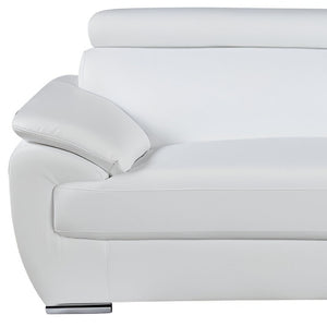 HomeRoots 86" White Leather Sofa – Contemporary Comfort with Silver Legs, Perfect for Modern Living Spaces! 329523