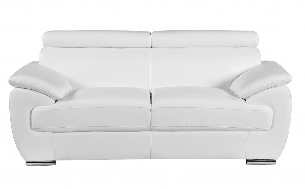 Homeroots 69" White And Silver Faux Leather Loveseat White  329524