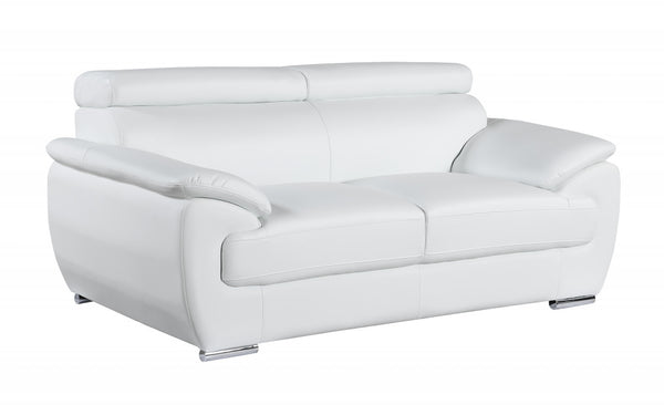 Homeroots 69" White And Silver Faux Leather Loveseat White  329524