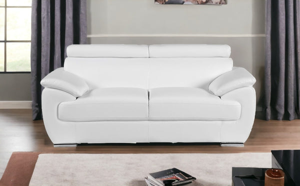 Homeroots 69" White And Silver Faux Leather Loveseat White  329524