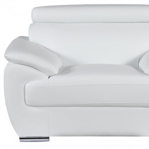 HomeRoots 38" Genuine Leather Chair and a Half - Modern Comfort with Durable Frame for Stylish Living Spaces White 329525