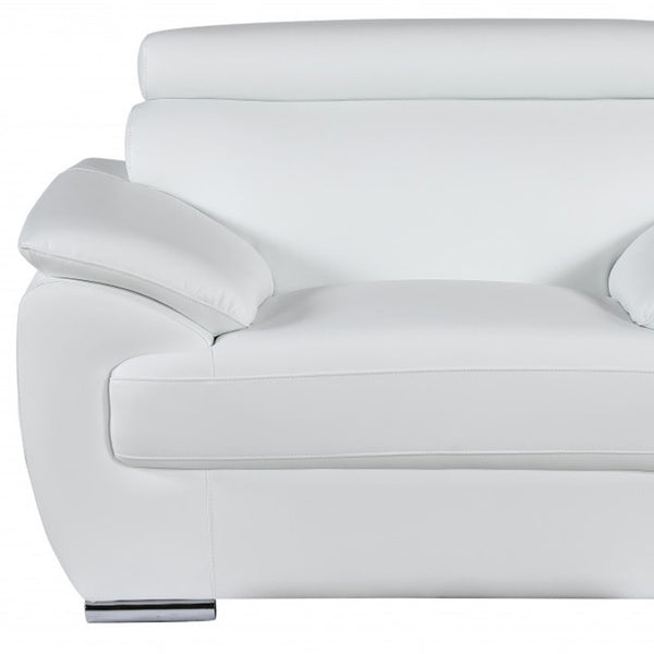 HomeRoots 38" Genuine Leather Chair and a Half - Modern Comfort with Durable Frame for Stylish Living Spaces White 329525