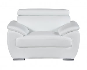 HomeRoots 38" Genuine Leather Chair and a Half - Modern Comfort with Durable Frame for Stylish Living Spaces White 329525