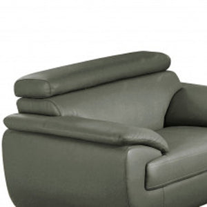 HomeRoots Three Piece Indoor Gray Genuine Leather Seating Set for Six – Stylish & Comfortable Living Room Solution 329526