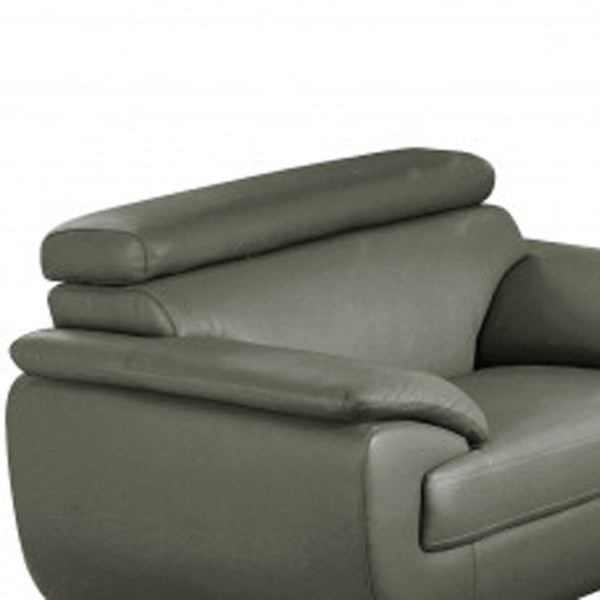 HomeRoots Three Piece Indoor Gray Genuine Leather Seating Set for Six – Stylish & Comfortable Living Room Solution 329526