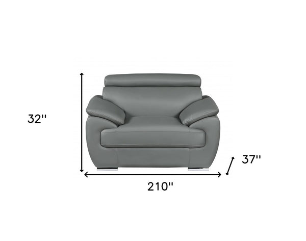 HomeRoots Three Piece Indoor Gray Genuine Leather Seating Set for Six – Stylish & Comfortable Living Room Solution 329526