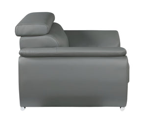 Homeroots 86" Gray Leather Sofa With Silver Legs Grey  329527
