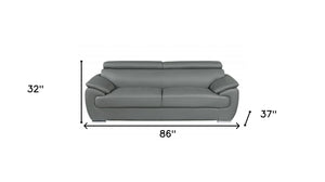 Homeroots 86" Gray Leather Sofa With Silver Legs Grey  329527