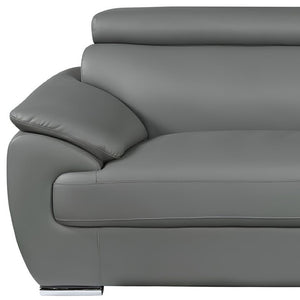 Homeroots 86" Gray Leather Sofa With Silver Legs Grey  329527