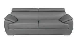 Homeroots 86" Gray Leather Sofa With Silver Legs Grey  329527