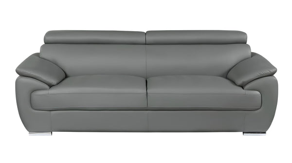 Homeroots 86" Gray Leather Sofa With Silver Legs Grey  329527