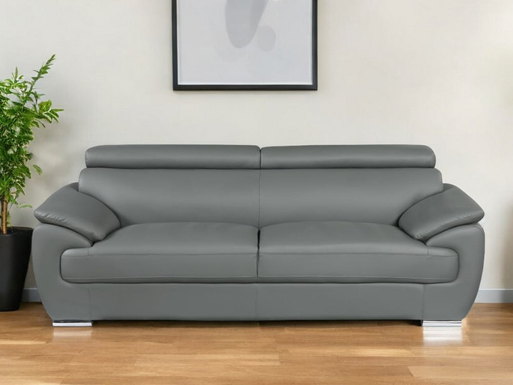 Homeroots 86" Gray Leather Sofa With Silver Legs Grey  329527
