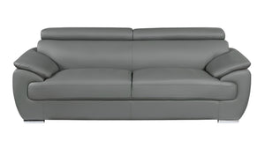 Homeroots 86" Gray Leather Sofa With Silver Legs Grey  329527