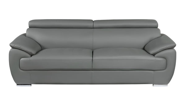 Homeroots 86" Gray Leather Sofa With Silver Legs Grey  329527