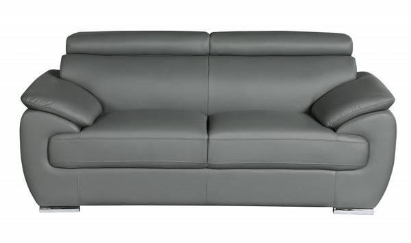 Homeroots 69" Gray And Silver Faux Leather Loveseat Grey  329528