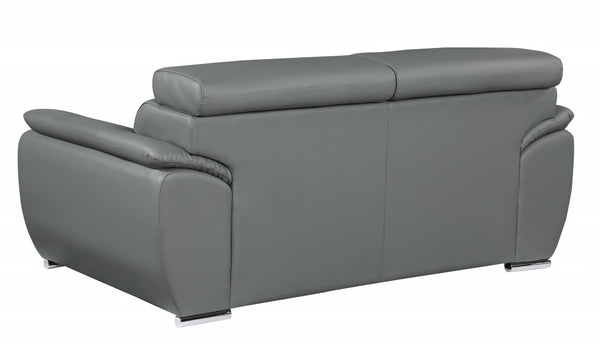 Homeroots 69" Gray And Silver Faux Leather Loveseat Grey  329528