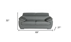 Homeroots 69" Gray And Silver Faux Leather Loveseat Grey  329528