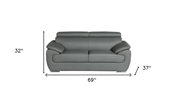 Homeroots 69" Gray And Silver Faux Leather Loveseat Grey  329528