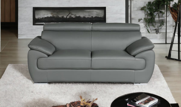 Homeroots 69" Gray And Silver Faux Leather Loveseat Grey  329528