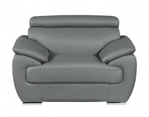 Homeroots 32" To 38" Grey Captivating Leather Chair Grey  329529