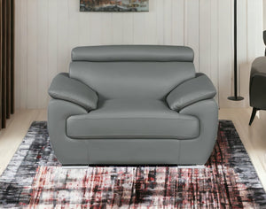 Homeroots 32" To 38" Grey Captivating Leather Chair Grey  329529