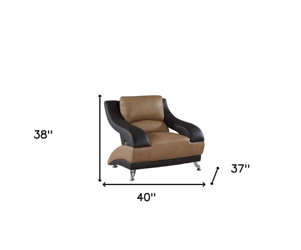Homeroots 38" Two Tone Dazzling Leather Chair   329533