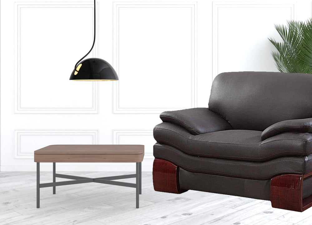 Homeroots 44" Dazzling Brown Leather Chair   329537