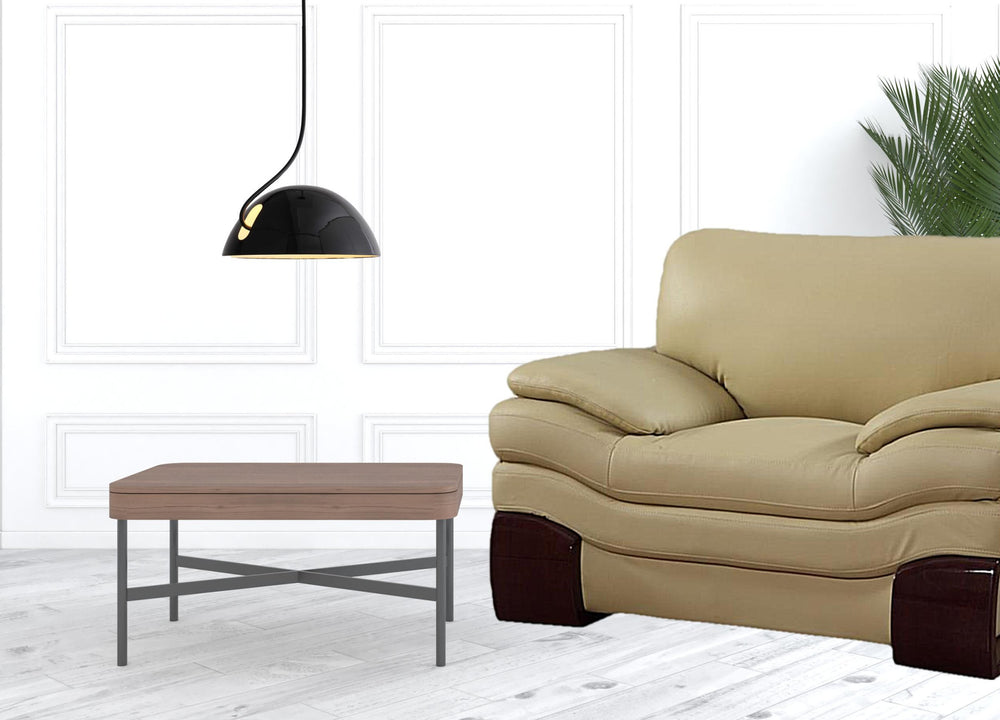 Homeroots 44" Dazzling Beige Leather Chair   329541