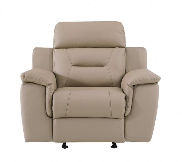 HomeRoots 41" Beige Reclining Chair - Contemporary Leather Match Design for Ultimate Comfort & Stylish Living 329542
