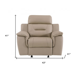 HomeRoots 41" Beige Reclining Chair - Contemporary Leather Match Design for Ultimate Comfort & Stylish Living 329542