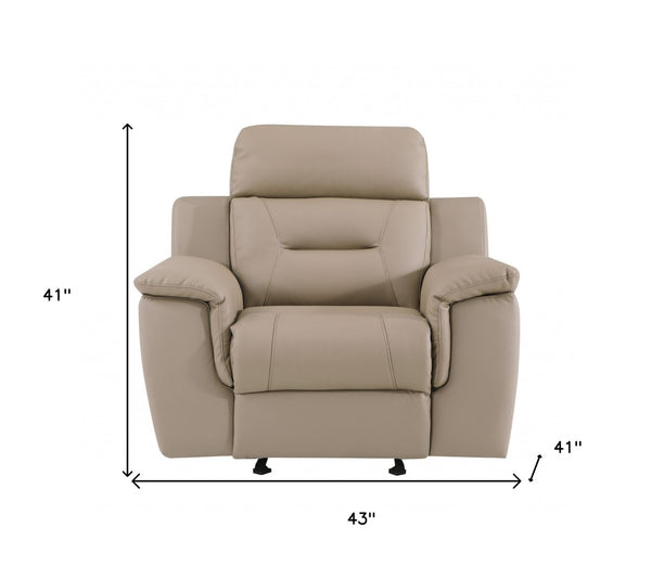 HomeRoots 41" Beige Reclining Chair - Contemporary Leather Match Design for Ultimate Comfort & Stylish Living 329542