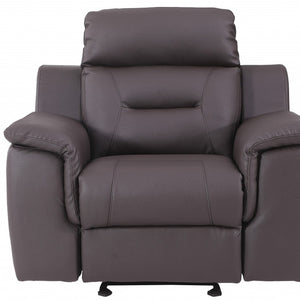 HomeRoots 41" Brown Leather Reclining Chair – Modern Comfort with Stylish Design, 2-Position Recline & Durable Build 329543
