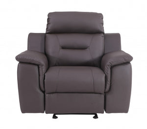 HomeRoots 41" Brown Leather Reclining Chair – Modern Comfort with Stylish Design, 2-Position Recline & Durable Build 329543
