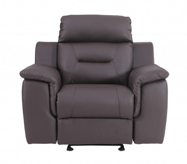 HomeRoots 41" Brown Leather Reclining Chair – Modern Comfort with Stylish Design, 2-Position Recline & Durable Build 329543