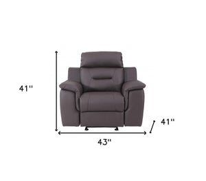 HomeRoots 41" Brown Leather Reclining Chair – Modern Comfort with Stylish Design, 2-Position Recline & Durable Build 329543