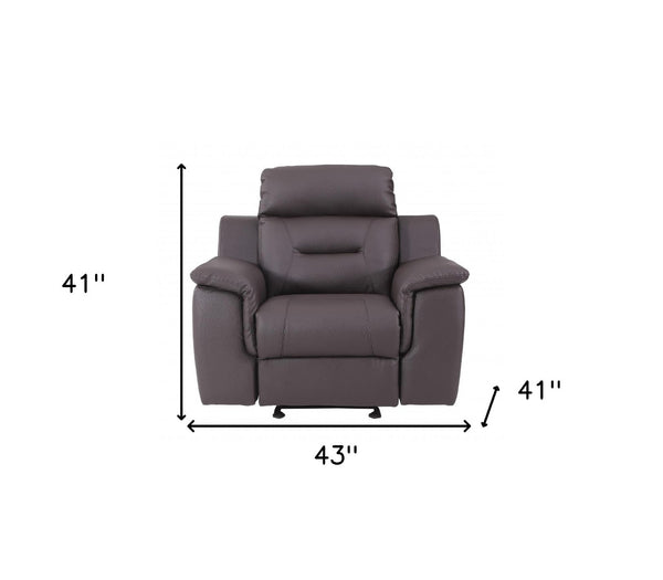 HomeRoots 41" Brown Leather Reclining Chair – Modern Comfort with Stylish Design, 2-Position Recline & Durable Build 329543