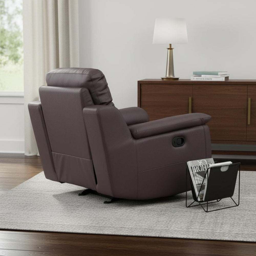 HomeRoots 41" Brown Leather Reclining Chair – Modern Comfort with Stylish Design, 2-Position Recline & Durable Build 329543