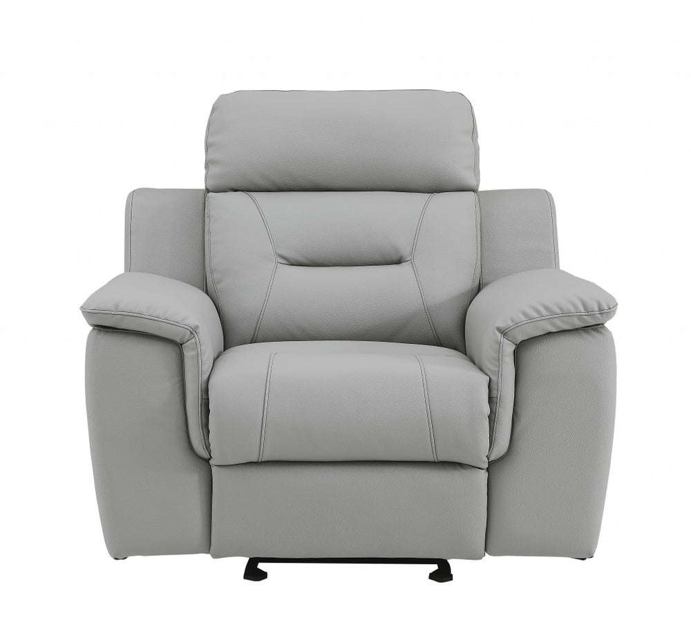 Homeroots 41" Grey Fascinating Leather Reclining Chair. Grey  329544