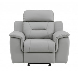 Homeroots 41" Grey Fascinating Leather Reclining Chair. Grey  329544