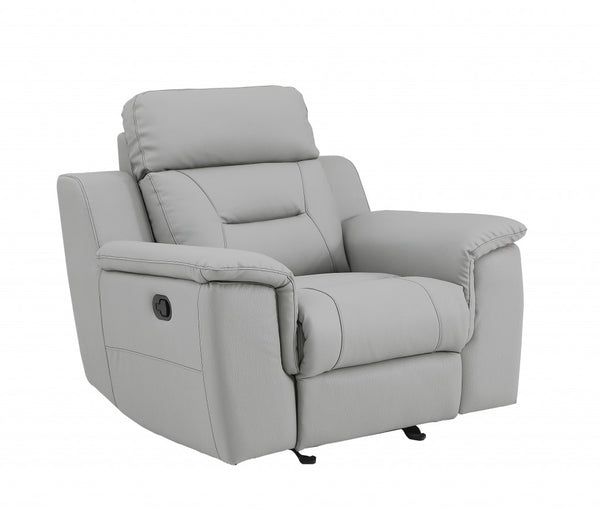 Homeroots 41" Grey Fascinating Leather Reclining Chair. Grey  329544
