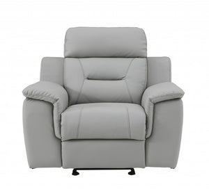 HomeRoots 41" Grey Reclining Leather Chair - Modern Comfort, Stylish Design, Perfect for Living Rooms & Offices 329544