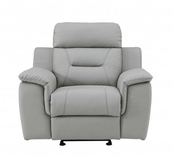HomeRoots 41" Grey Reclining Leather Chair - Modern Comfort, Stylish Design, Perfect for Living Rooms & Offices 329544