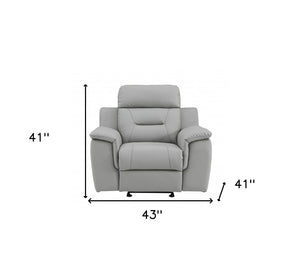 HomeRoots 41" Grey Reclining Leather Chair - Modern Comfort, Stylish Design, Perfect for Living Rooms & Offices 329544