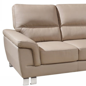 Homeroots 64" Beige And Silver Faux Leather Love Seat   329559