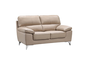 Homeroots 64" Beige And Silver Faux Leather Loveseat   329567